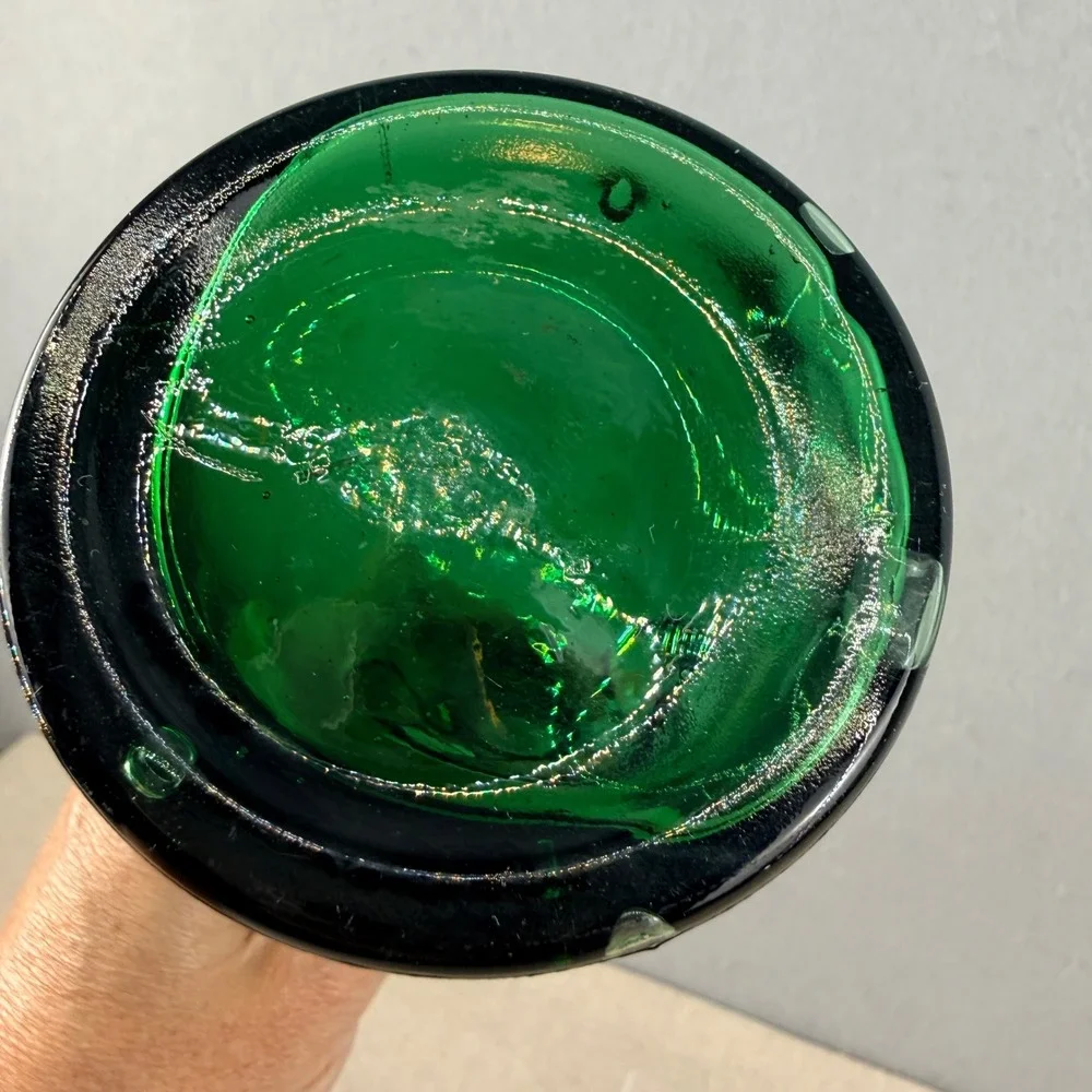 Erik Hoglund Boda Green Glass People Decanter Face Stopper Neiman Marcus 10.5